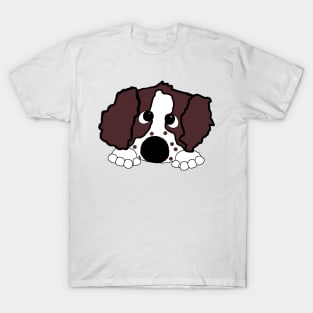 english springer spaniel liver white peeking cartoon T-Shirt